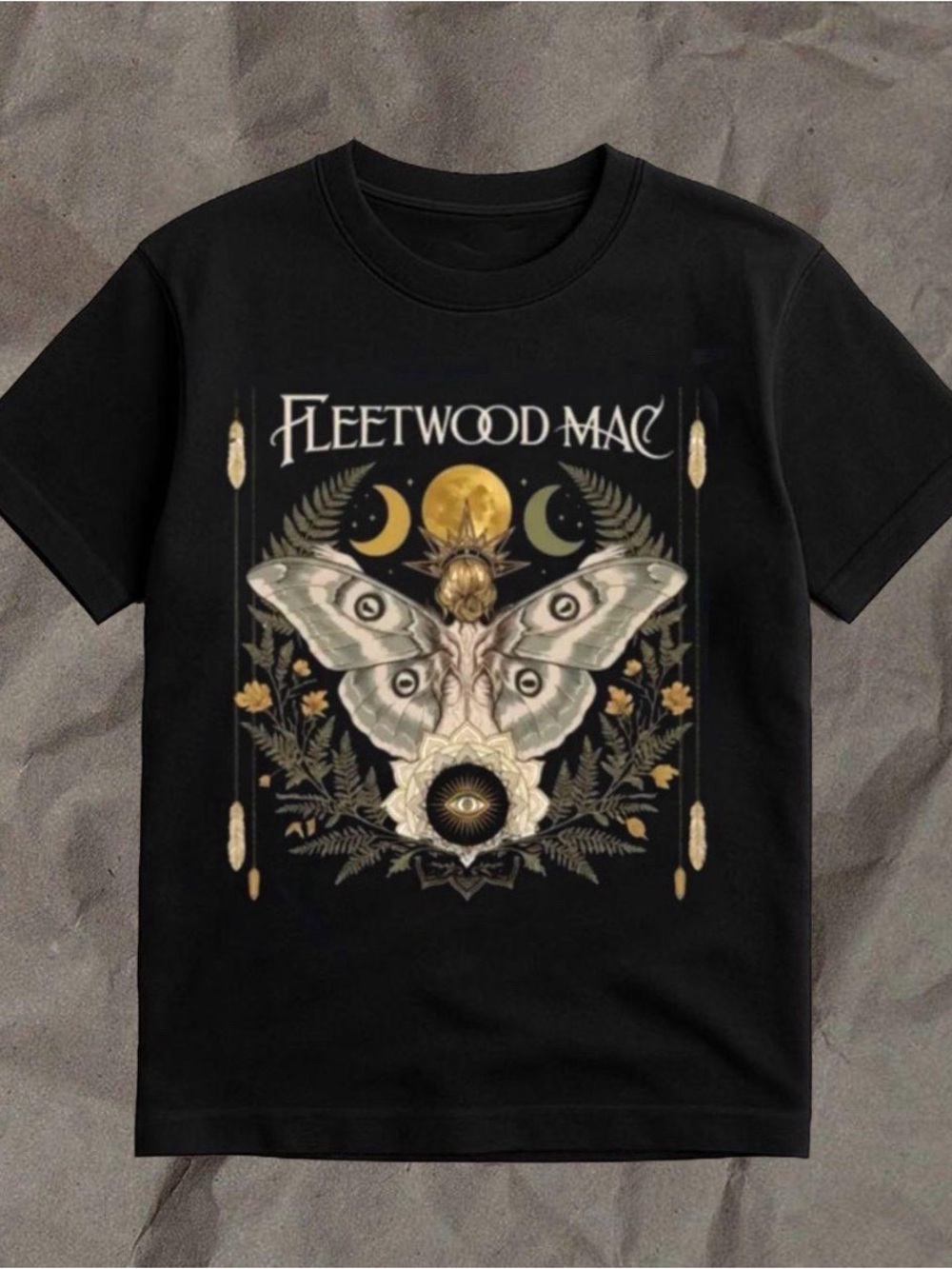 Gildan Black Tee with Moth & Moon Graphic